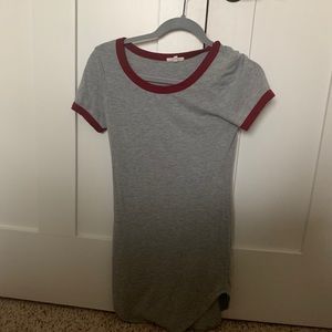Red and Gray T-Shirt Dress